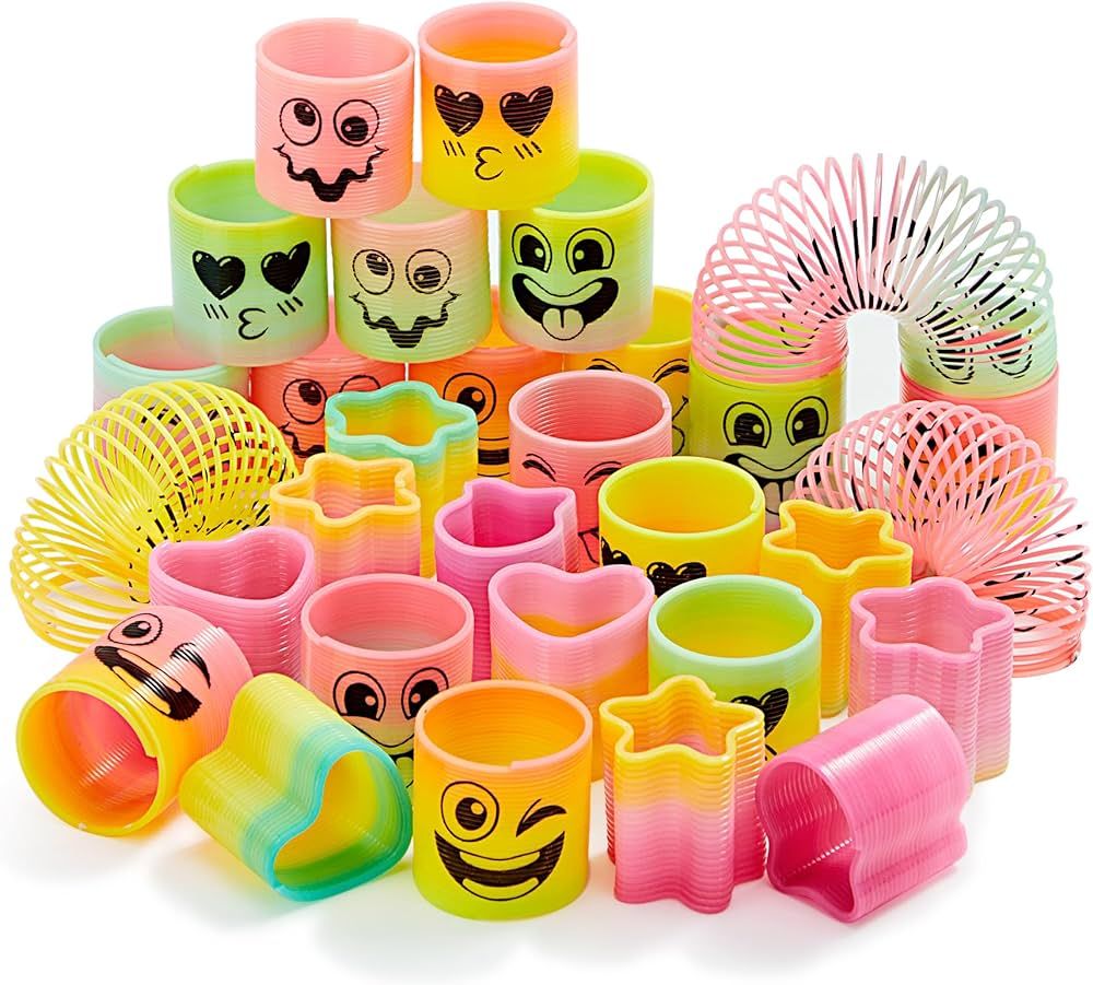 JOYIN 30 Pcs Spring Rainbow Party Favor, Mini Plastic Coil Spring Toy, Fidget Stress Coil Mini Sp... | Amazon (US)