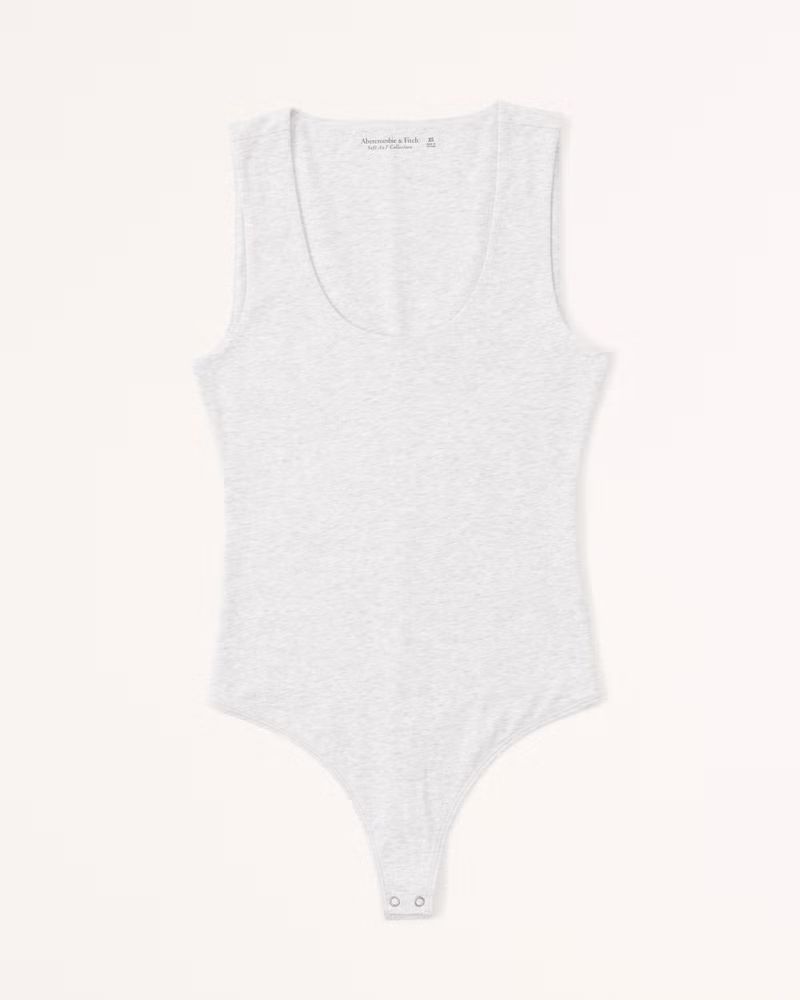 Abercrombie & Fitch Women's Cotton Seamless Fabric Scoopneck Bodysuit in Light Grey - Size S | Abercrombie & Fitch (US)