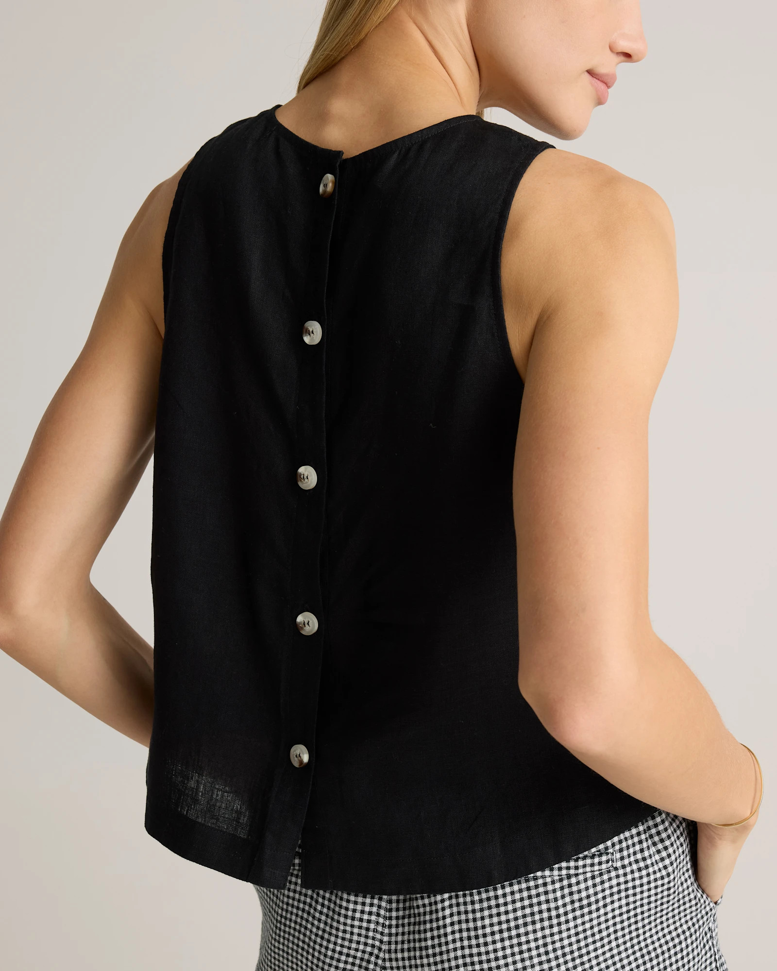 100% European Linen Cropped Tank | Quince