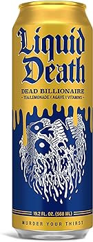 Liquid Death, Dead Billionaire Iced Tea, 8-Pack (King Size 19.2oz Cans), Half Lemonade Half Black... | Amazon (US)