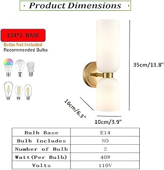 Gold Wall Sconces Mid Century Wall Light Modern Gold Wall Sconces Set of Two 2-Light Modern Wall ... | Amazon (US)