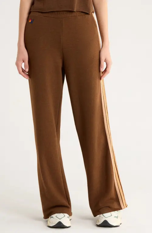 Aviator Nation 5-Stripe Wide Leg Sweatpants in Chocolate/espresso at Nordstrom, Size X-Small | Nordstrom