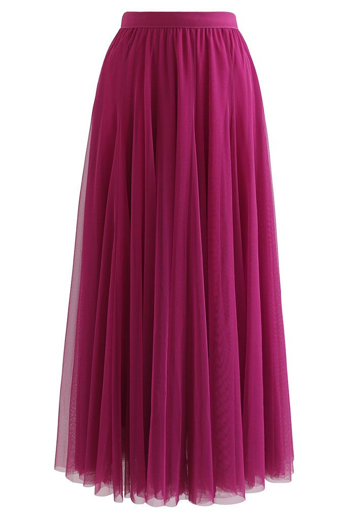 My Secret Garden Tulle Maxi Skirt in Magenta | Chicwish