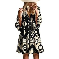 Opemiby Summer Dresses for Women 2026 Flowy Ruffle 3/4 Sleeve V Neck Tiered Casual Babydoll Boho ... | Amazon (US)