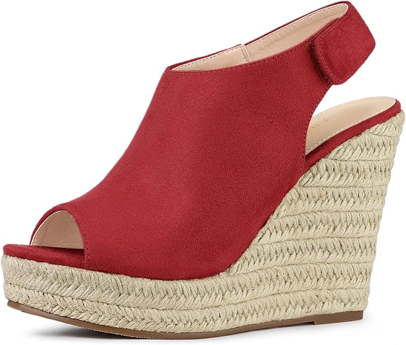 Allegra K Women's Espadrille Platform Heeled Wedges Sandals | Amazon (US)