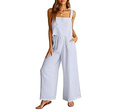 ANRABESS Women's 2 Piece Outfits Square Neck Linen Tank Crop Top Wide Leg Pants Matching Lounge S... | Amazon (US)