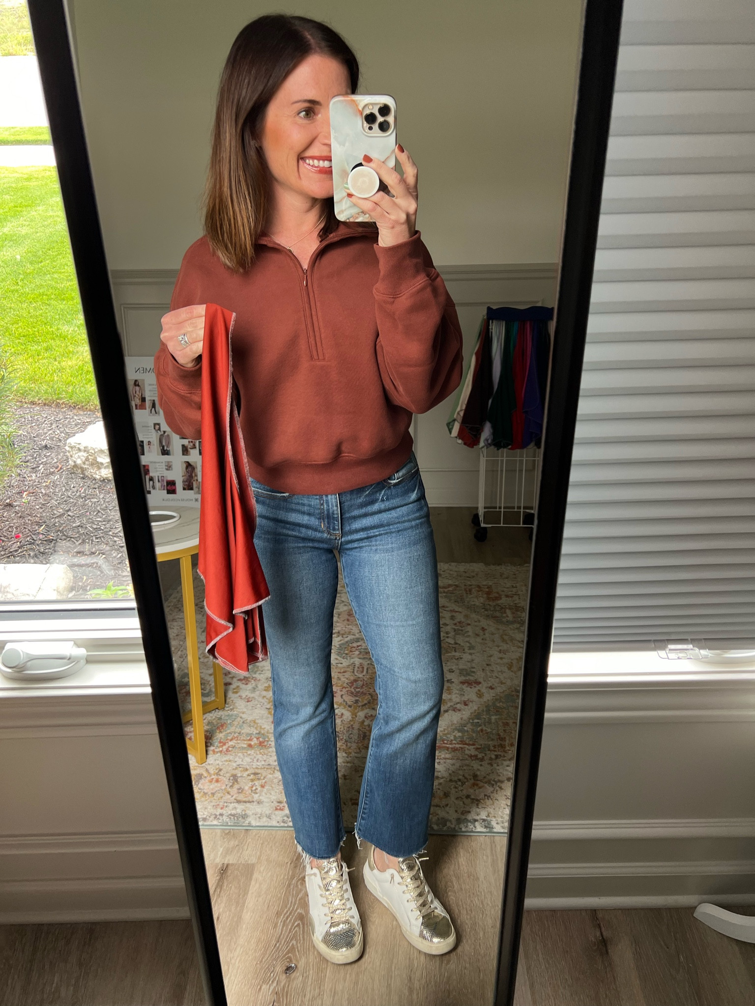 Deep Chestnut Pullover 🌰 🍁
Wearing XS 
Casual outfit! 

#LTKFindsUnder50 #LTKOver40 #LTKShoeCrush