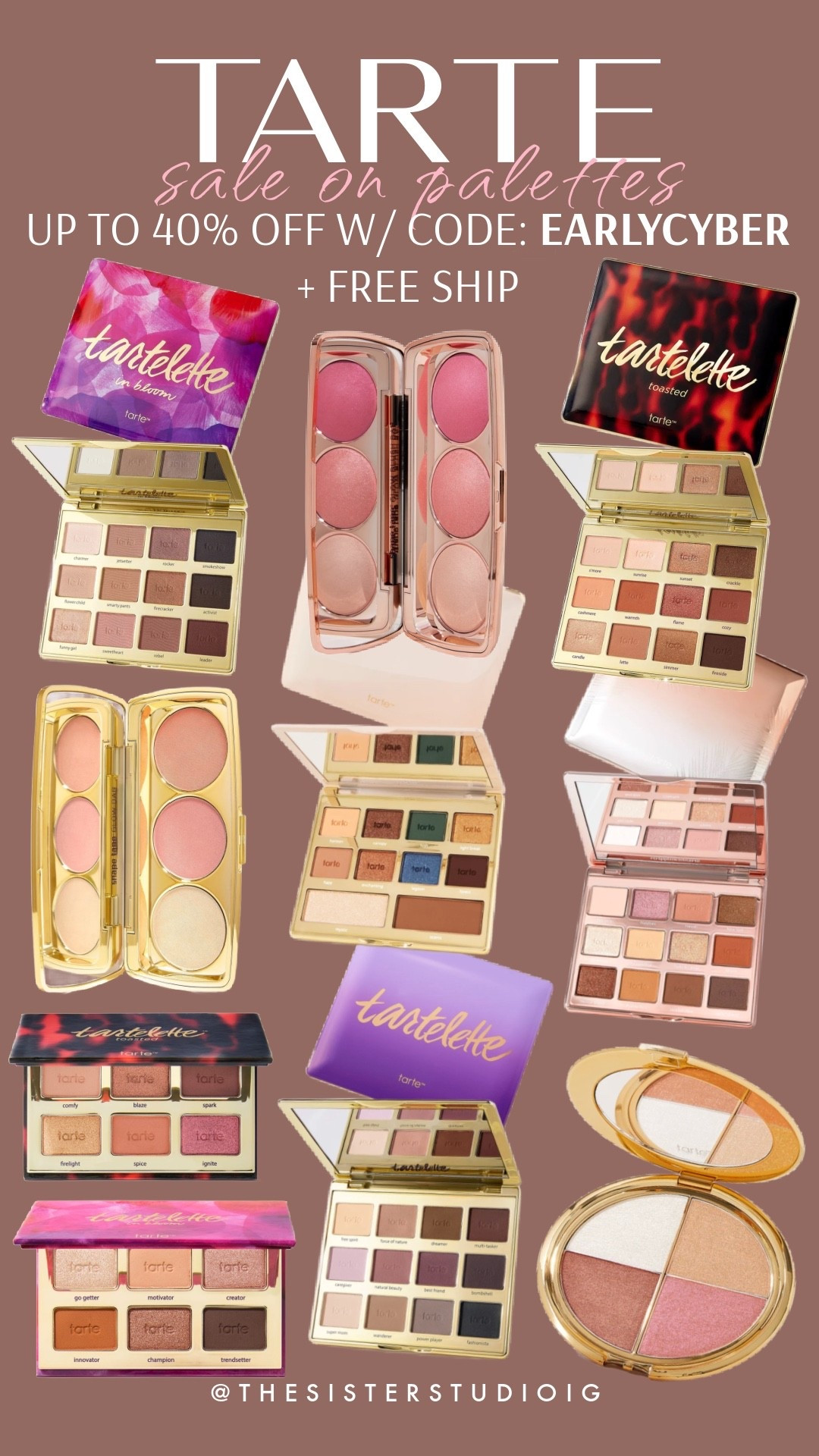 Tarte sale! Free shipping + up to 40% off with code: EARLYCYBER