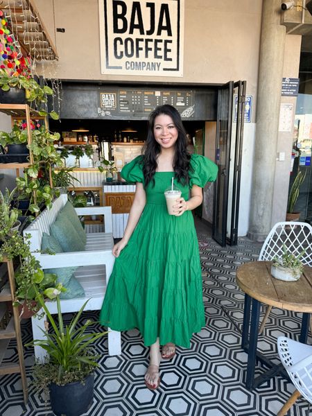 Petal and pup puff sleeve green dress under $100 wearing a size small, vacation dress, vacation outfit, vacation sandals

#LTKtravel #LTKstyletip #LTKfindsunder100
