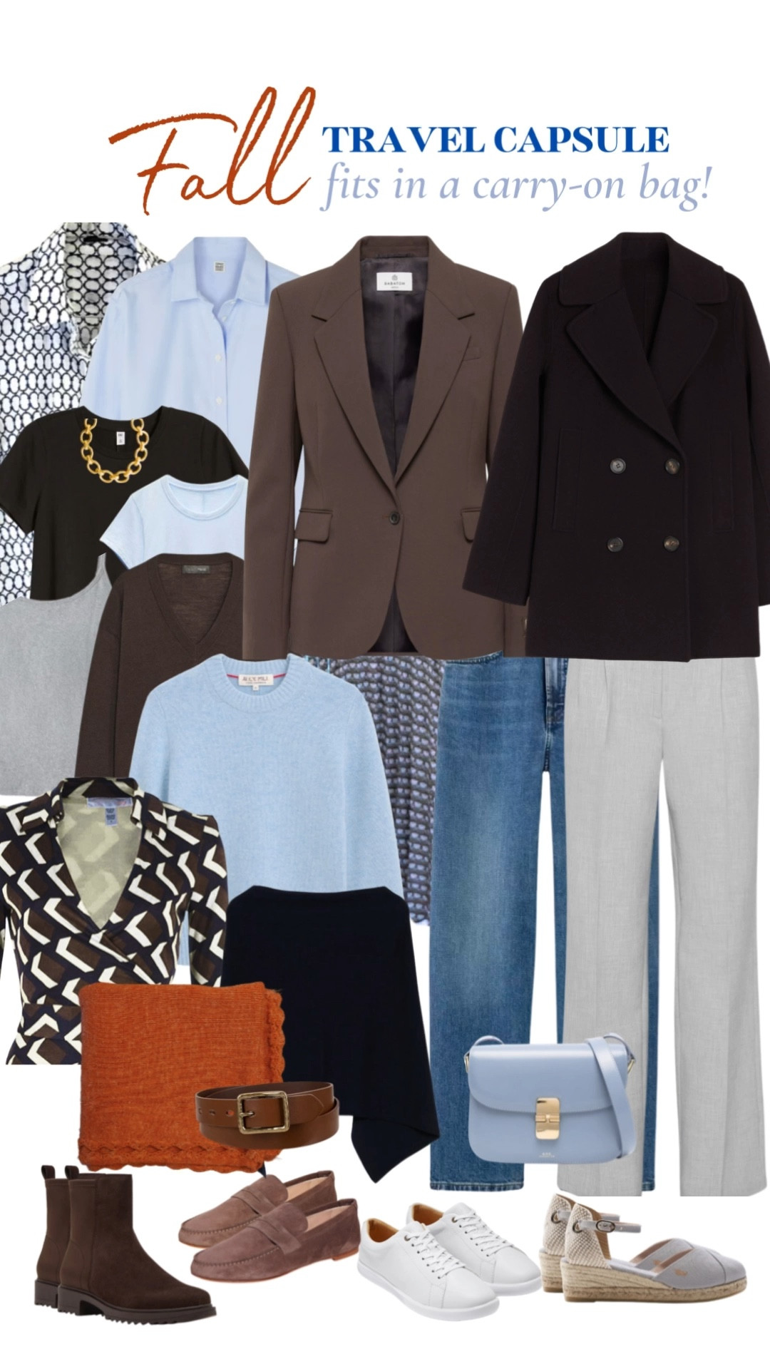 Fall outfits &amp; travel wardrobe 🍁

Classic pieces combine to create a capsule wardrobe of 15+ chic outfits. Elevated preppy vibe with tailored classics and cozy casual items. 

Including my favorite denim which is comfy and $50! 

Tomorrow I’ll share the outfits. 🍂🍁

#LTKTravel #LTKSeasonal #LTKOver40