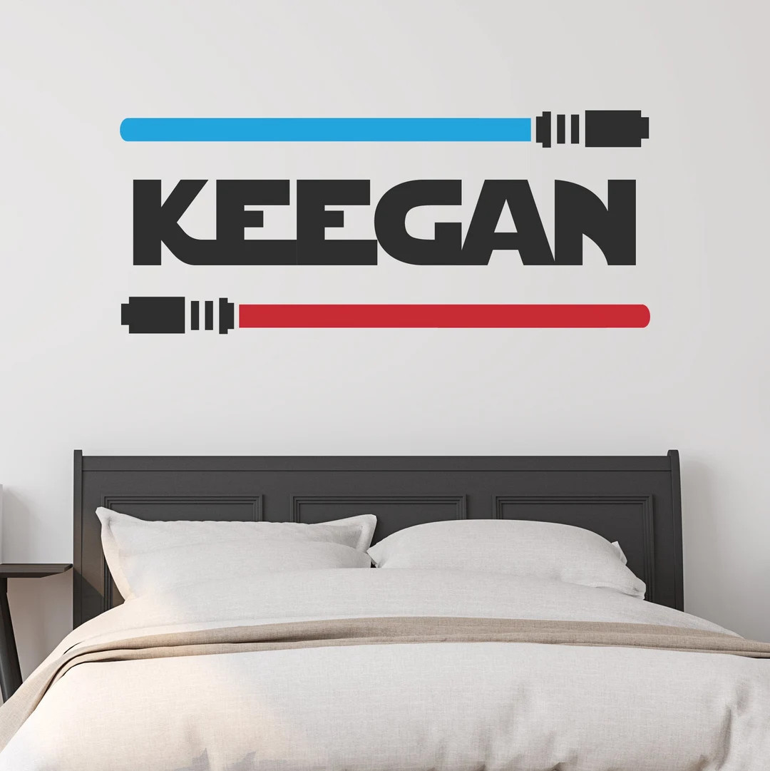 Personalized Star Wars Jedi Knight Vinyl Wall Decal | Light Sabers Teen, Kids Boy Room - Choose C... | Etsy (US)