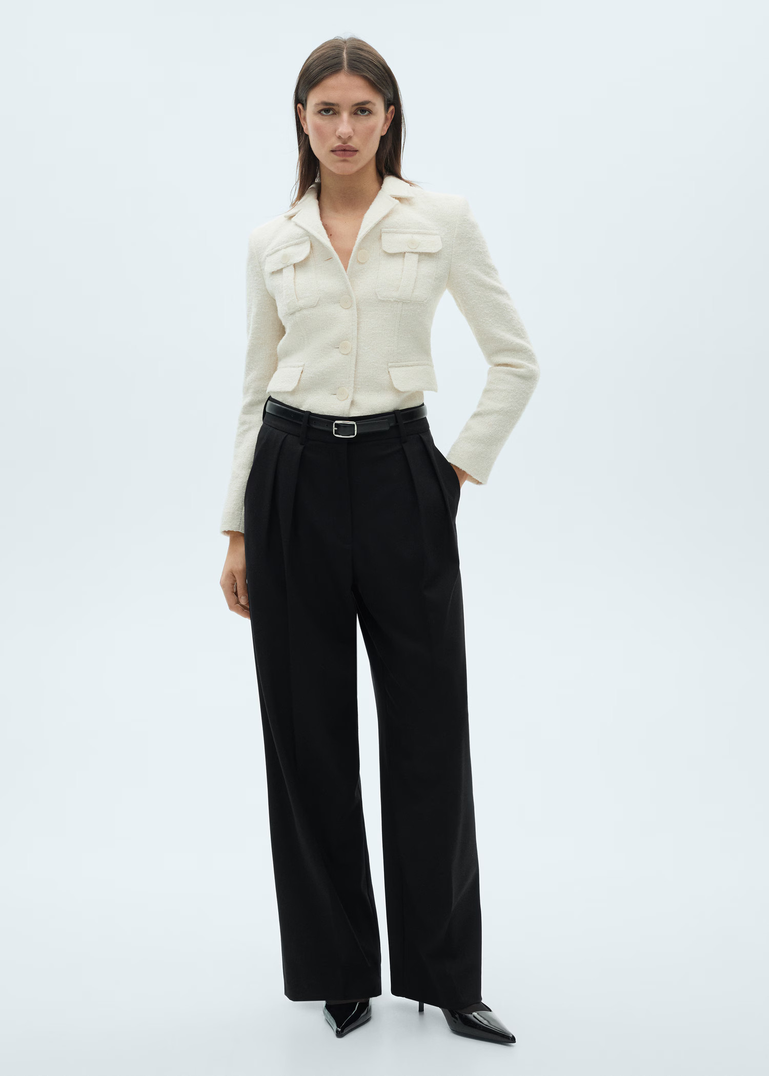 Wideleg pleated trousers - Women | MANGO United Kingdom | MANGO (UK)