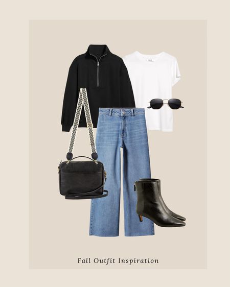 Fall outfit inspiration // denim, booties, simple tee, half zip pullover 

#LTKunder50 #LTKSeasonal #LTKstyletip