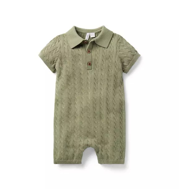 Baby Collared Cable Knit Romper | Janie and Jack