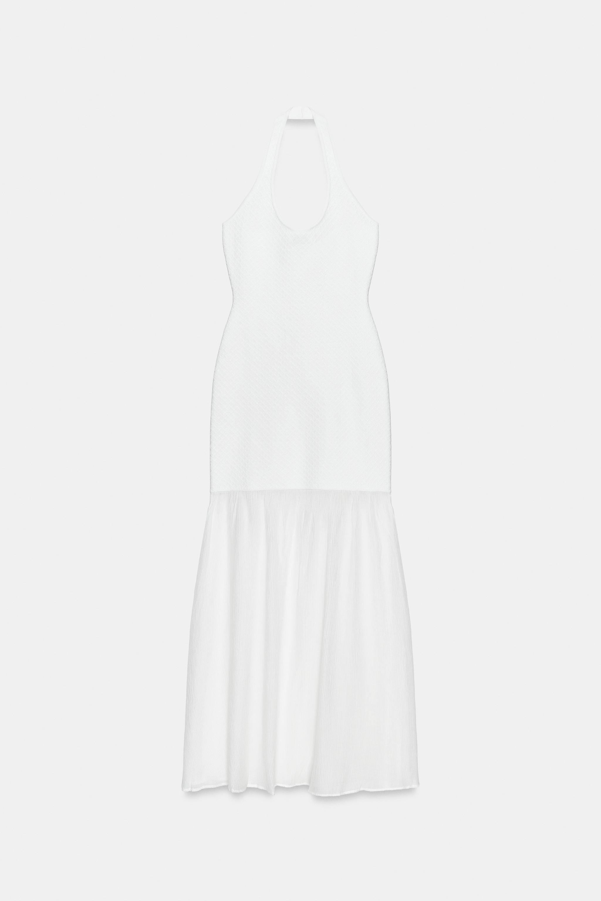 COMBINATION KNIT HALTER DRESS | Zara US