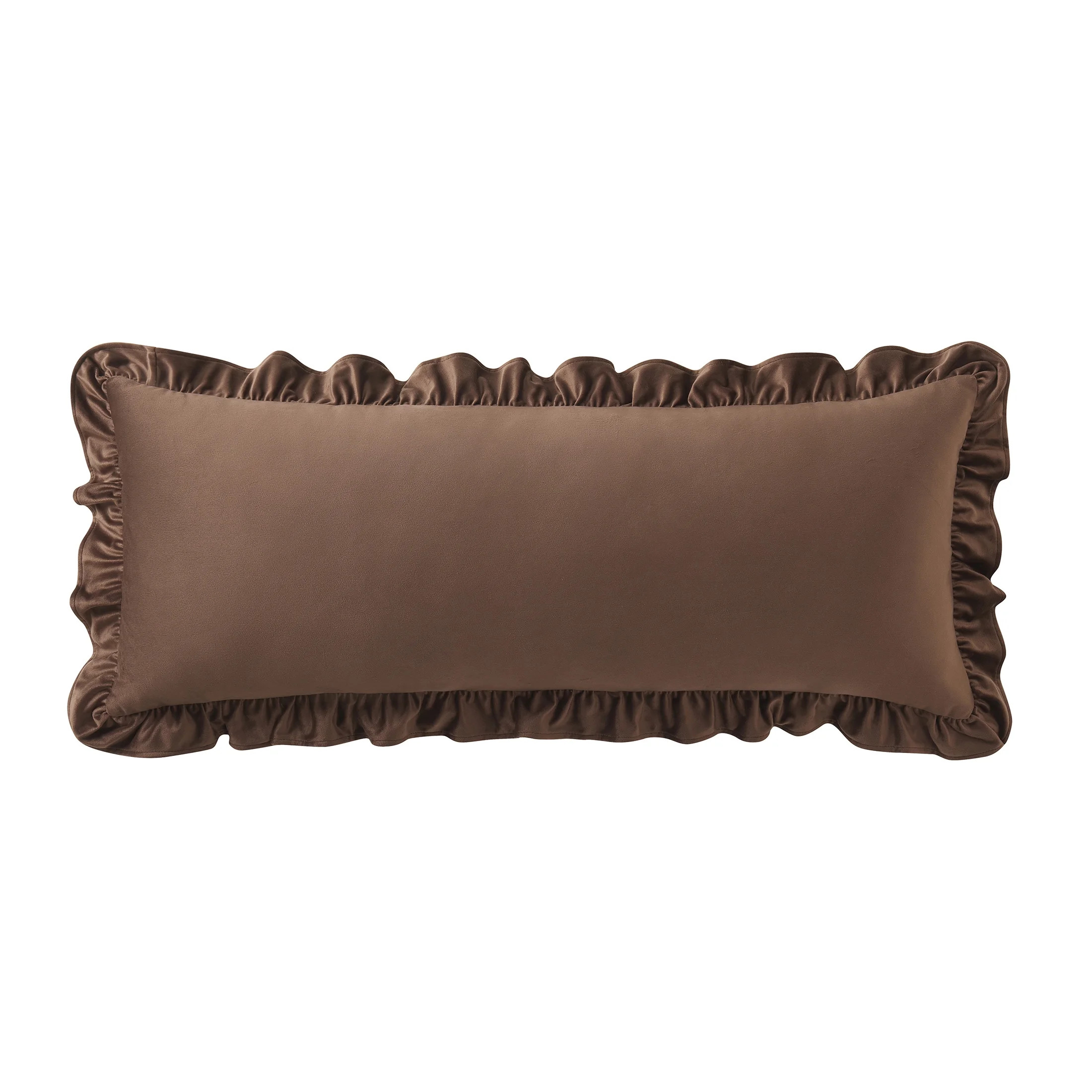 My Texas House 14" x 36" Brown Ruffle Oversized Lumbar Decorative Pillow | Walmart (US)