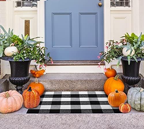 Fall Door Mat, Black and White Buffalo Plaid Outdoor Rug 23.6" x 35.4", Washable Welcome Checkere... | Amazon (US)