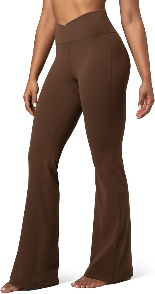 Colorfulkoala Women's Dreamlux Crossover Flare Leggings High Waisted Tummy Control Wide Leg Yoga ... | Amazon (US)