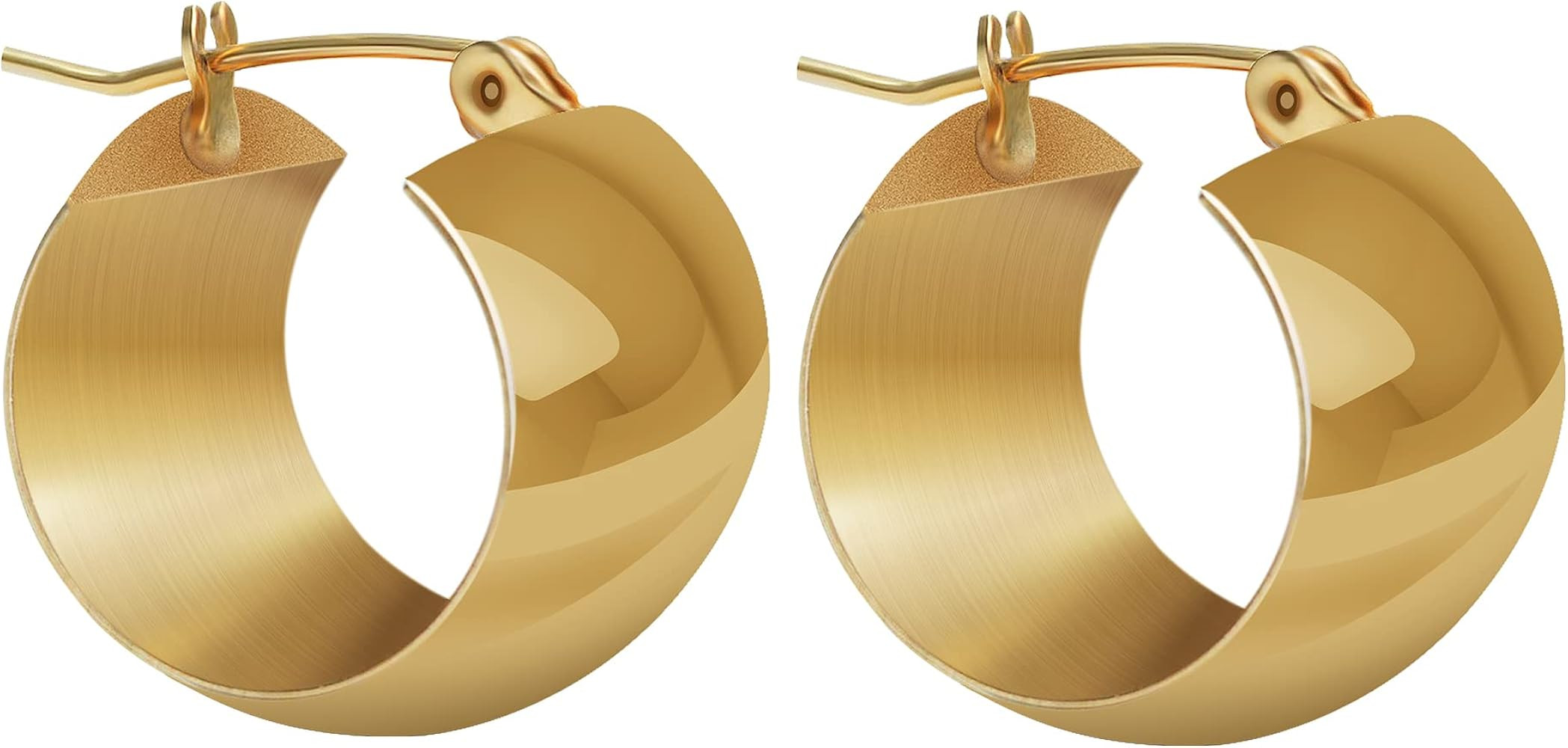 Gold Hoop Earrings for Women, 18K Gold Plated Large, Minimalist U-shaped Earrings for Personalize... | Amazon (US)