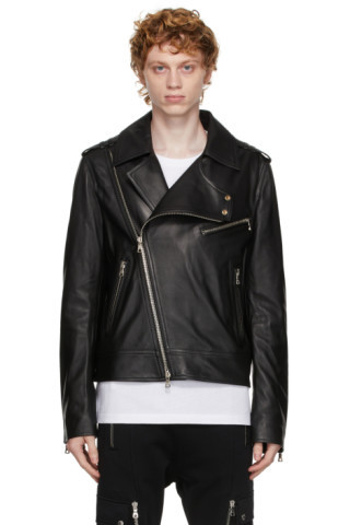 Black Leather Biker Jacket | SSENSE