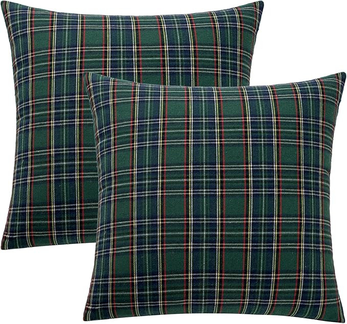 MIULEE Christmas Set of 2 Scottish Tartan Plaid Throw Pillow Covers Farmhouse Classic Decorative ... | Amazon (US)