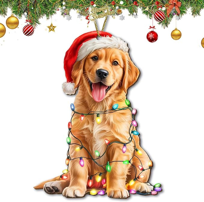 Golden Retriever Animal Themed Christmas Ornament 2025,Acrylic Dog Holiday Tree Decoration with S... | Amazon (US)