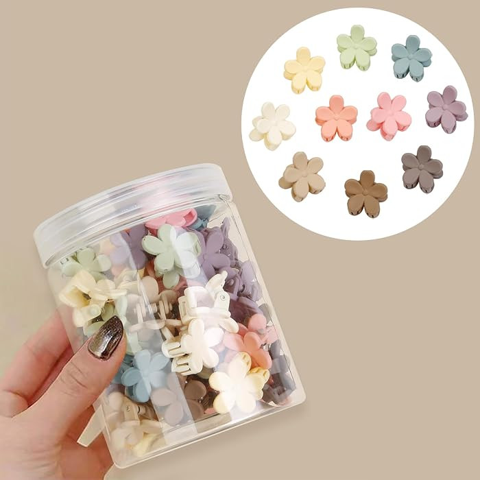 TERSE Mini Flower Hair Clip for Women Girls - 50Pcs Colorful Baby Hair Clips Cute Small Hair Clip... | Amazon (US)