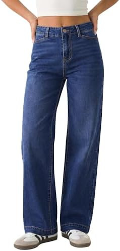 GRAPENT Wide Leg Jeans Woman High Waisted Trendy Stretchy Denim Pants Classic Trouser Jeans with ... | Amazon (US)
