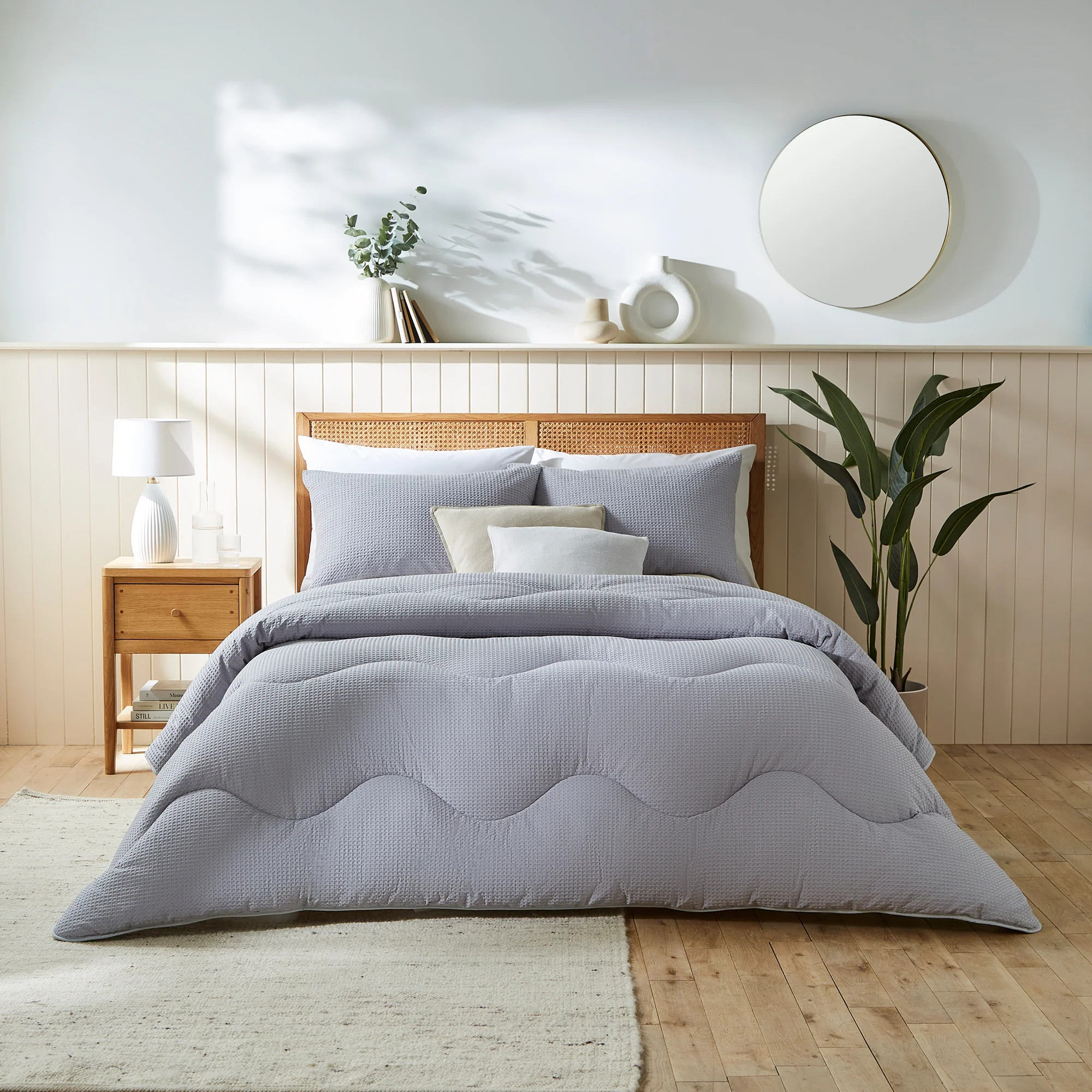 Gray 100% Cotton Waffle All-In-One Comforter | Night Lark
