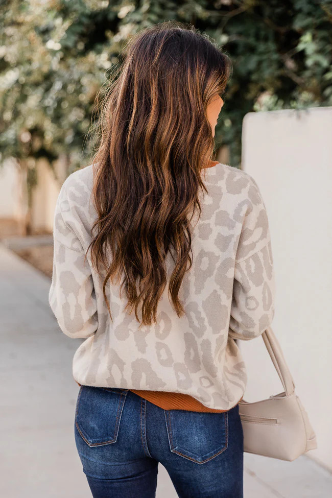 After All Beige Animal Print Sweater | The Pink Lily Boutique