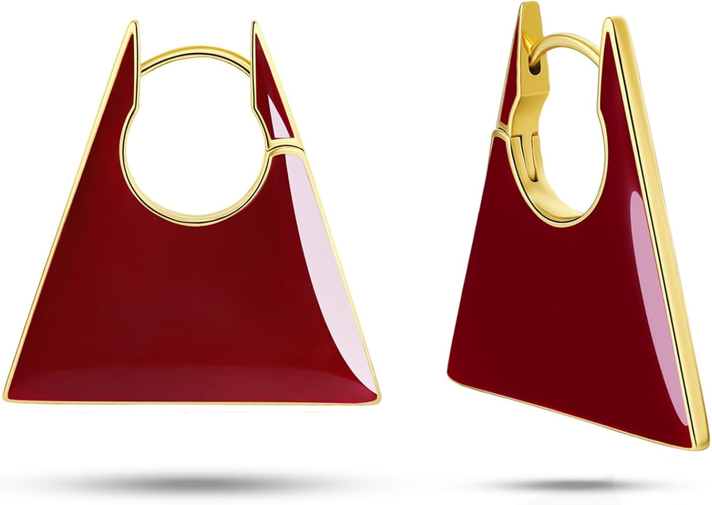 18K gold plated Maroon Large Chunky Thin Square Geometric Dangle Statement Earrings for Women by ... | Amazon (US)