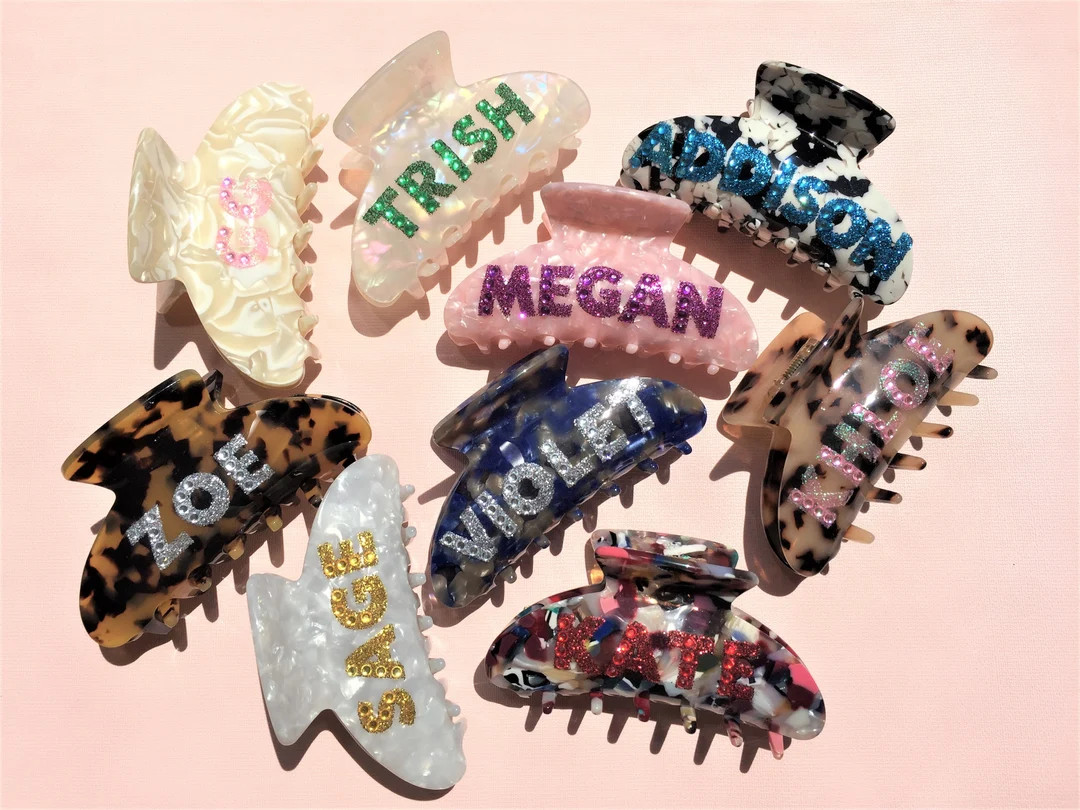 Personalized Hair Clip, Custom Acetate Claw Clip, Name Hair Clip, Bridesmaid Gift, Gameday Hair C... | Etsy (US)