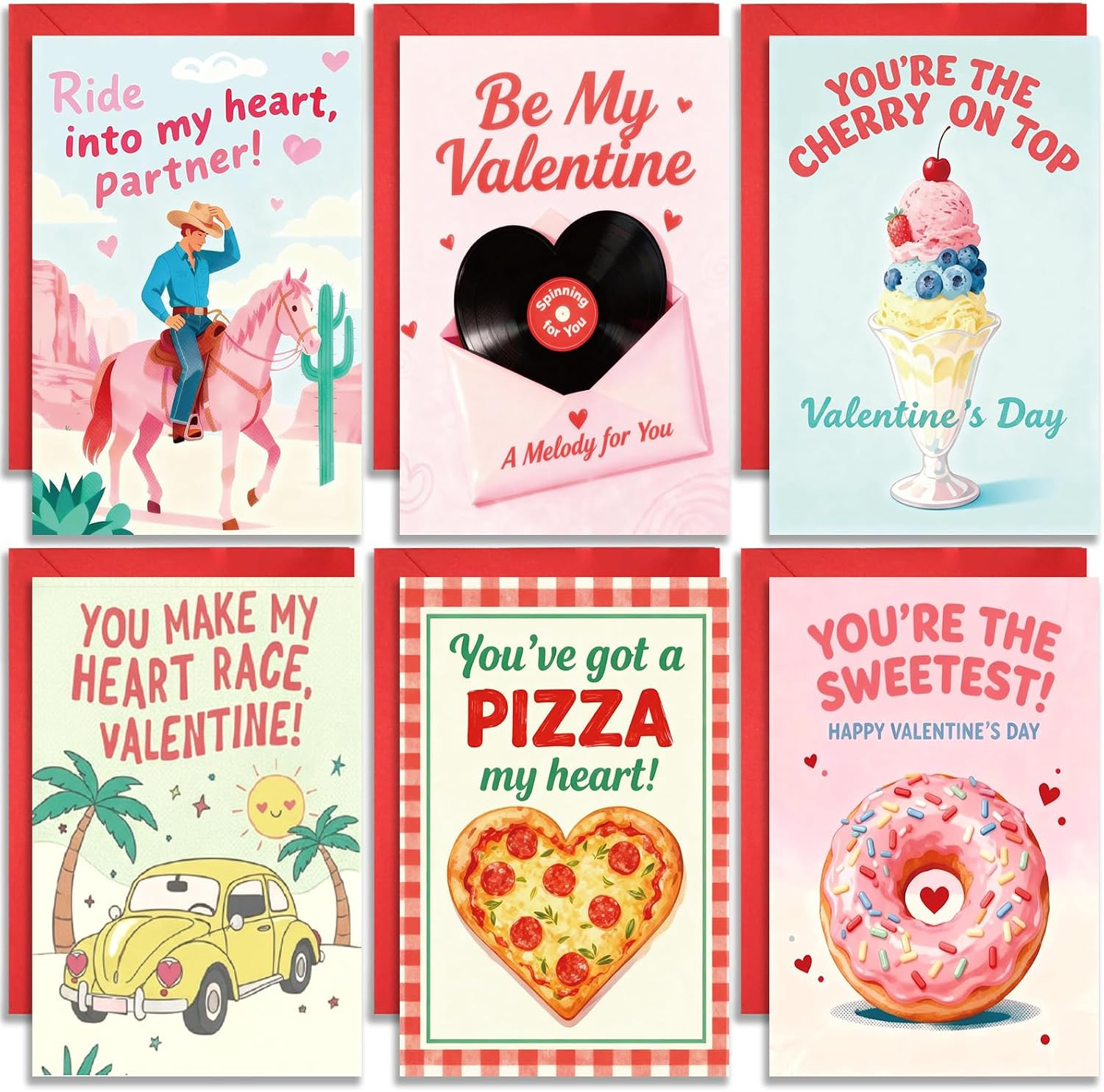24 Pack Valentines Day Cards – Cute & Funny Valentine Cards with Envelopes and Stickers, 6 Desi... | Amazon (US)