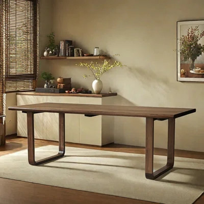 Solid Wood Dining Table Thickened Top Wide Legs | Wayfair North America