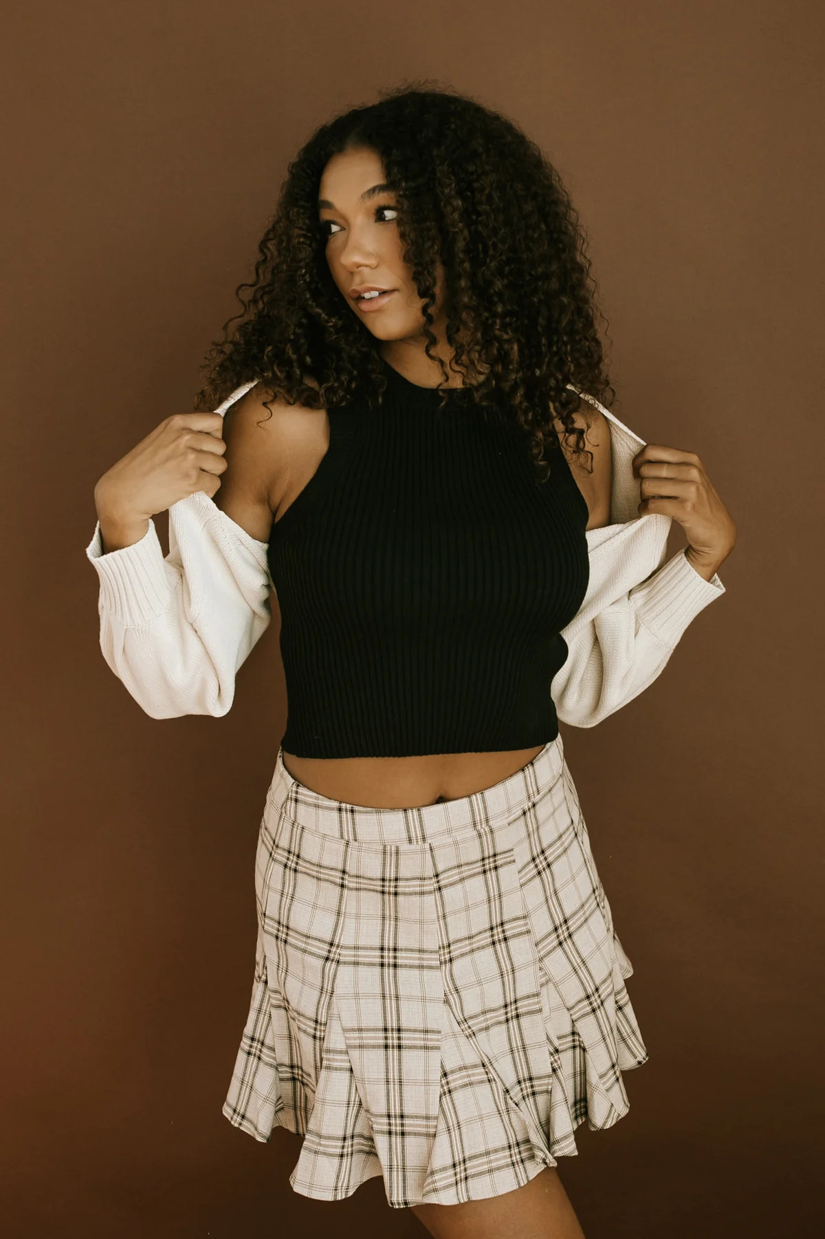 Resa Crop Cardigan - Beige | THELIFESTYLEDCO