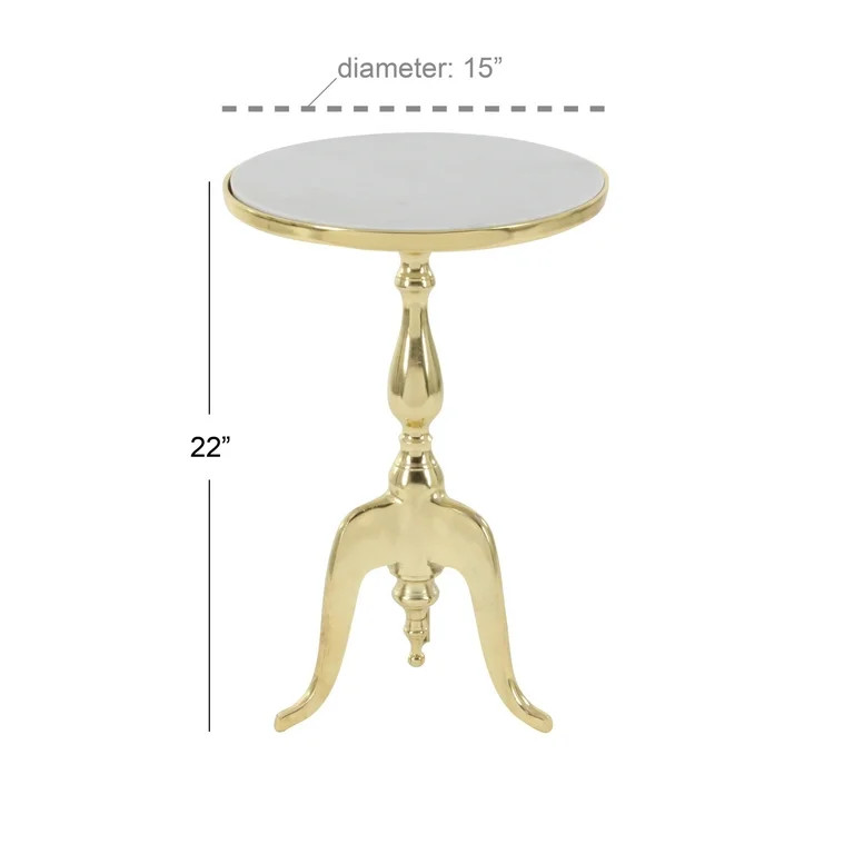 DecMode Elegant Gold Traditional Accent Table with Marble Top and Curved Leg Stand, 15"W x 22"H -... | Walmart (US)