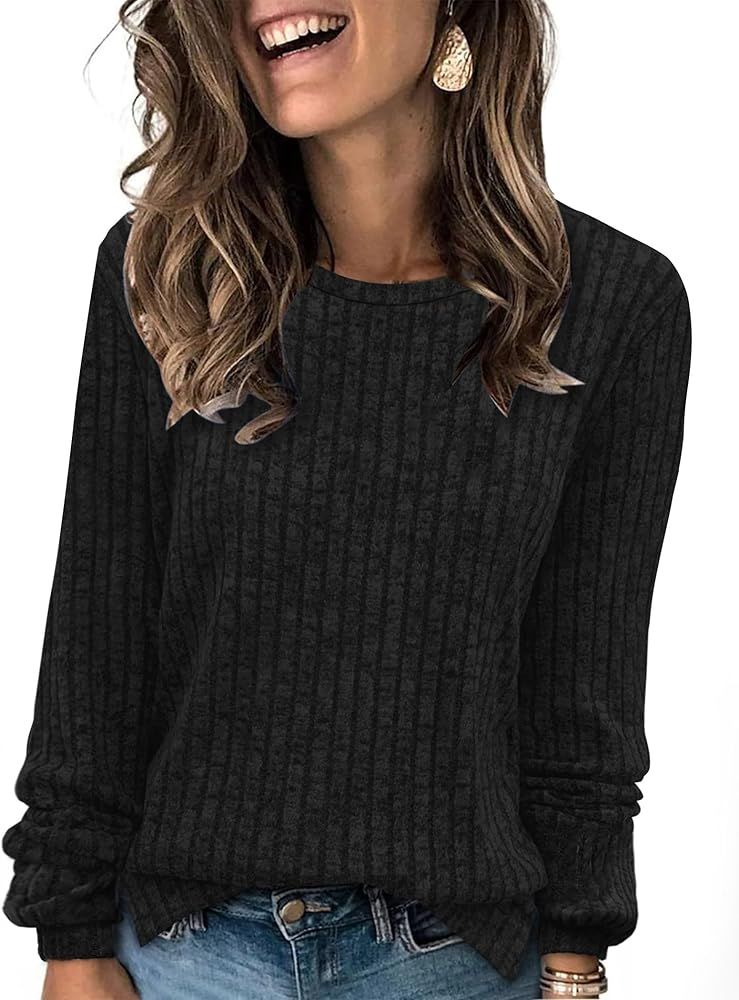 WIHOLL Long Sleeve Shirts for Women Loose Fit Casual CrewNeck Tunic Tops Fall Fashion Pullover Sw... | Amazon (US)