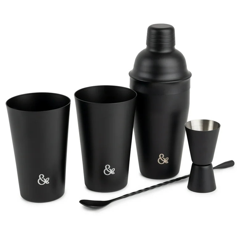 Thyme & Table Stainless Steel Mixology Bar Kit, Black, 5 Piece Set | Walmart (US)