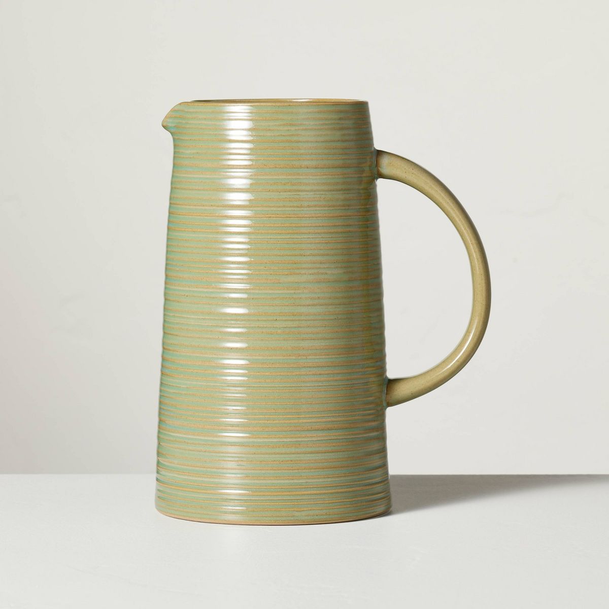 71oz Ribbed Stoneware Beverage Pitcher Green - Hearth & Hand™ with Magnolia | Target