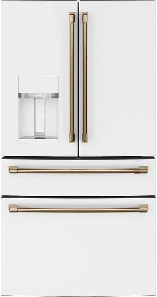 Cafe CVE28DP4NW2 27.8 cu. ft. Smart 4-Door French Door Refrigerator in Matte White, Fingerprint Resi | Amazon (US)