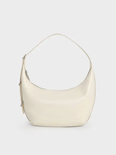 Cream Bryna Curved Hobo Bag | CHARLES & KEITH UK | Charles & Keith UK