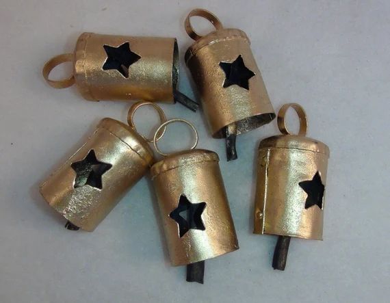 Wind Chime Bells - BRIGHT GOLD Bells with Star Cutouts- Iron/Brass Bell-Big 2 1/4"-Sweet Melodic ... | Etsy (US)