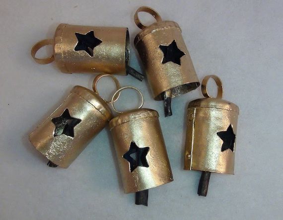 Wind Chime Bells - BRIGHT GOLD Bells with Star Cutouts- Iron/Brass Bell-Big 2 1/4"-Sweet Melodic ... | Etsy (US)