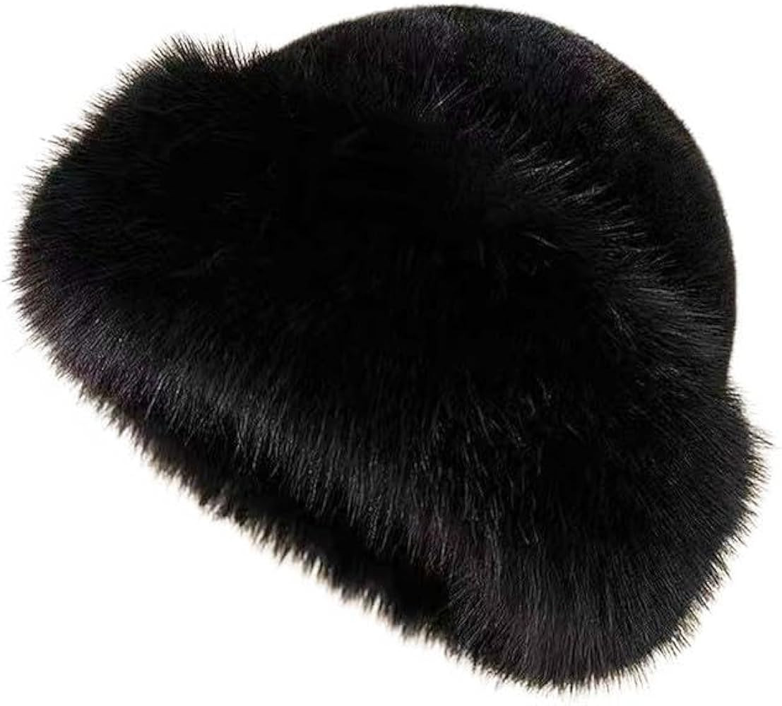 Womens Winter Faux Fur Bucket Hat, Warm Faux Mink Plush Hat Fluffy Fisherman Fuzzy Bucket Hat Rus... | Amazon (US)