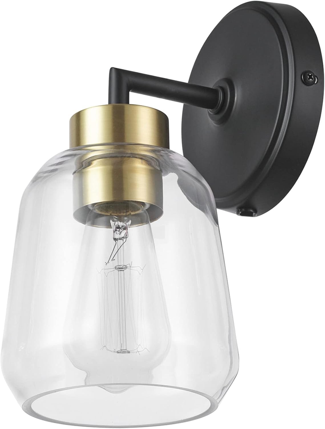 Globe Electric 52081 1-Light Plug-in or Hardwire Wall Sconce, Matte Black, Antique Brass Accent S... | Amazon (CA)