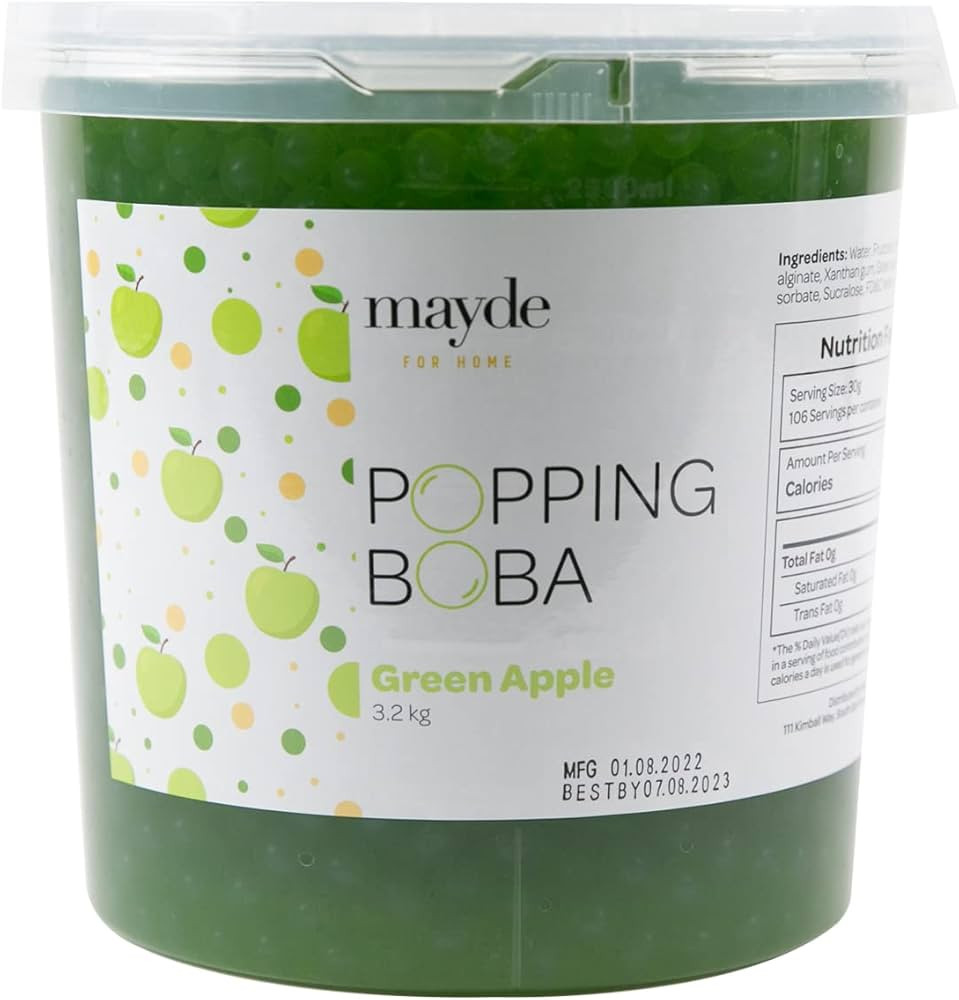 Mayde Popping Boba Pearls for Drinks, Desserts, & Breakfast Bowls (Green Apple Flavor, 7 Pounds) | Amazon (US)