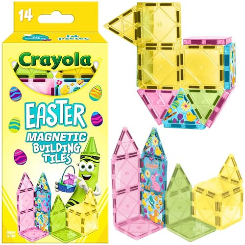 CreateOn Crayola Easter Magnetic Tile Set - STEM & Montessori Building & Educational Toys for Kids, Easter Basket Stuffer Toys for Boys and Girls Ages 3+, 14-Piece Set | Amazon (US)