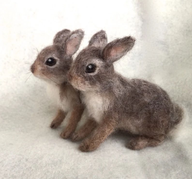 Needle Felted Cottontail Bunny Rabbit Baby Poseable Woodland | Etsy | Etsy (US)