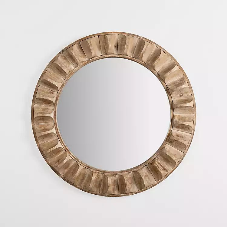 Round Natural Textured Wood Wall Mirror | Kirkland's Home