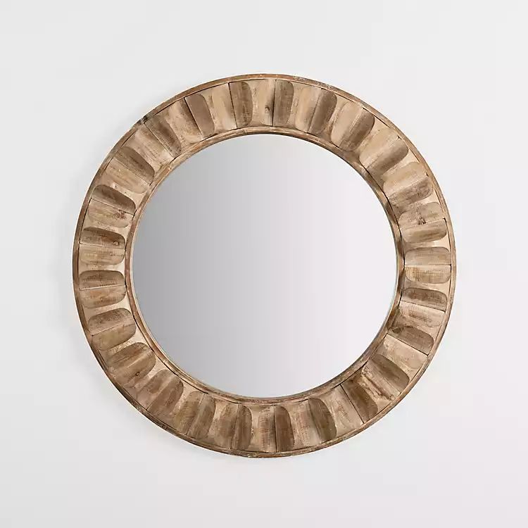 New! Round Natural Textured Wood Wall Mirror | Kirkland's Home